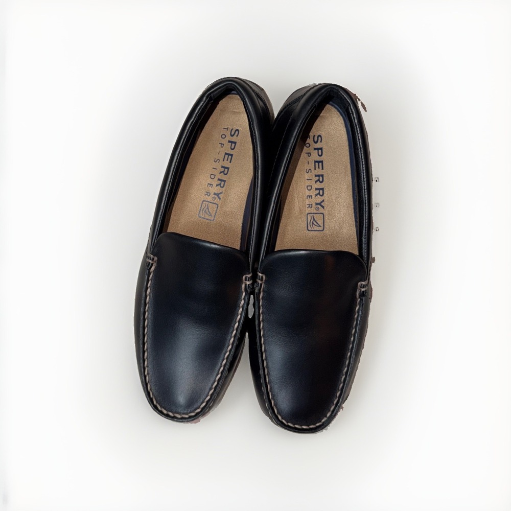 Sperry Top-Sider Pilot Black Smooth Leather Slip-On Driver Moc Loafer Men's 11M - Picture 3 of 12